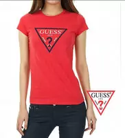 tee shirt mujer guess short sleeve genereux cotton 2013 france sm usa red black